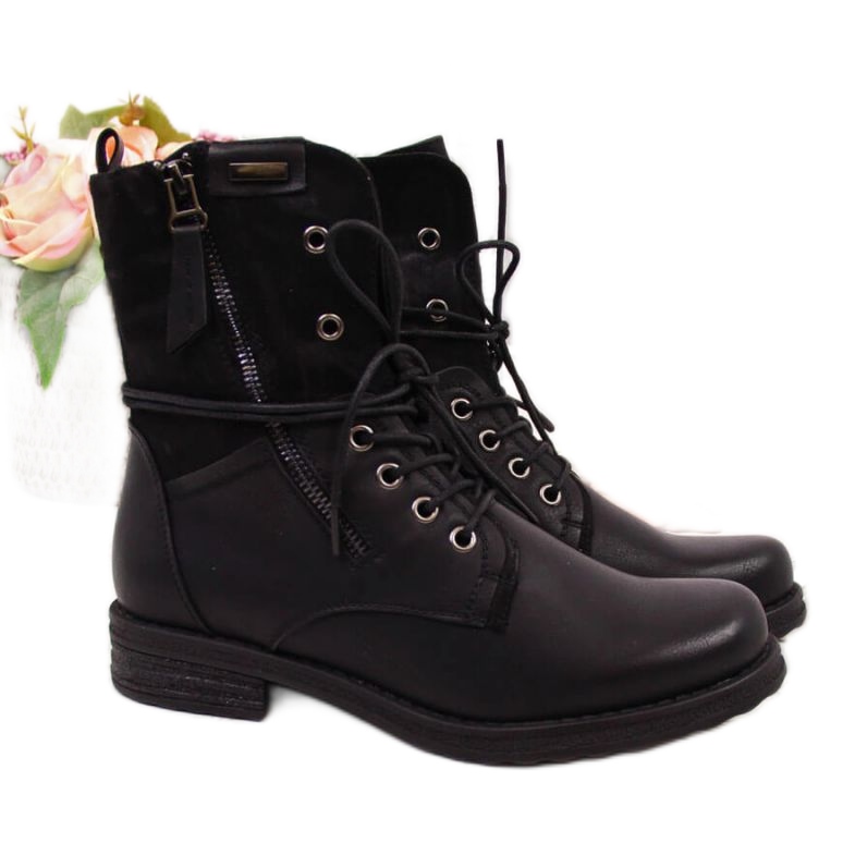 Geantă cu șireturi și fermoar Jezzi W JEZ254A, neagră negru