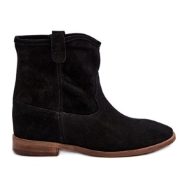 Botine pentru femei din piele intoarsa Zazoo 2326, negre negru