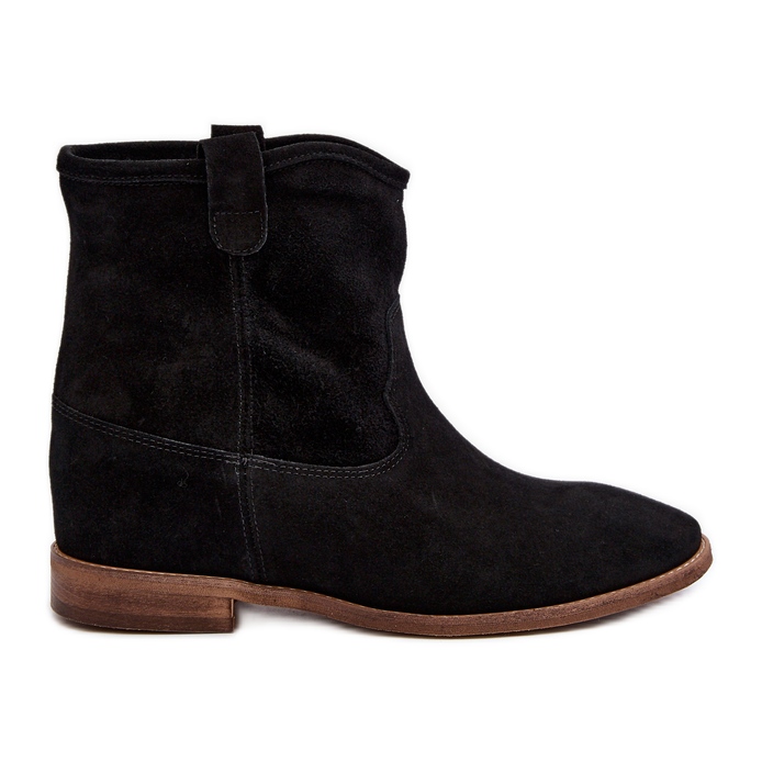 Botine pentru femei din piele intoarsa Zazoo 2326, negre negru