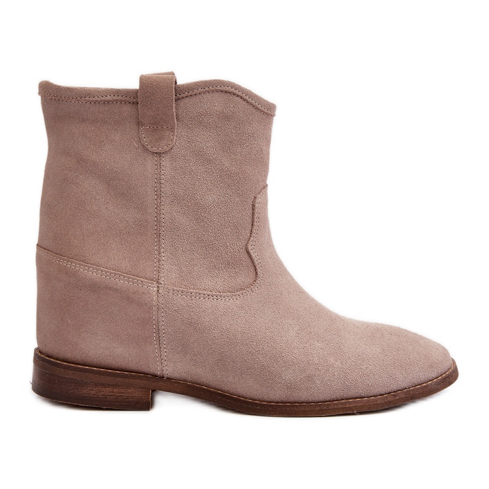 Botine pentru femei din piele intoarsa Zazoo 2326, bej