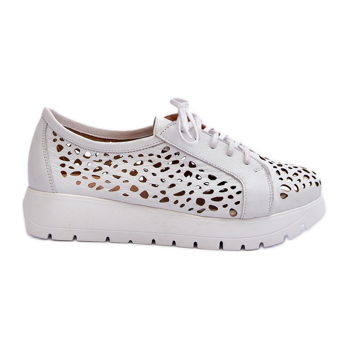 Zazoo 2821 Pantofi ajurat din piele pentru femei alb Zazoo 2821 Pantofi ajurat din piele pentru femei alb