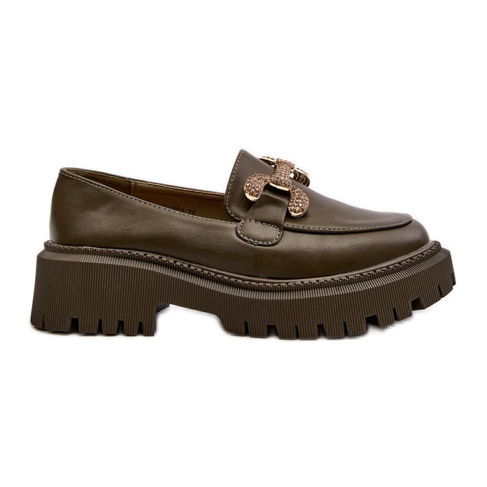 Mocasini De Dama Cu Decorat, Verde Inchis Gargi