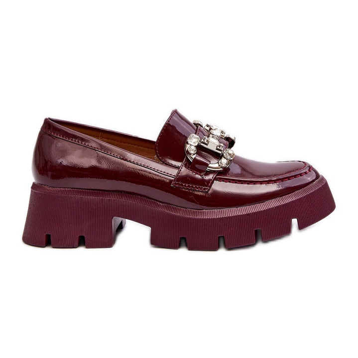 Mocasini Dama Piele Lacuita Cu Decorat, Bordeaux Arsaba roșu Mocasini Dama Piele Lacuita Cu Decorat, Bordeaux Arsaba roșu