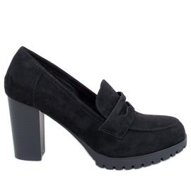 Mocasini Vannia Black cu toc inalt negru