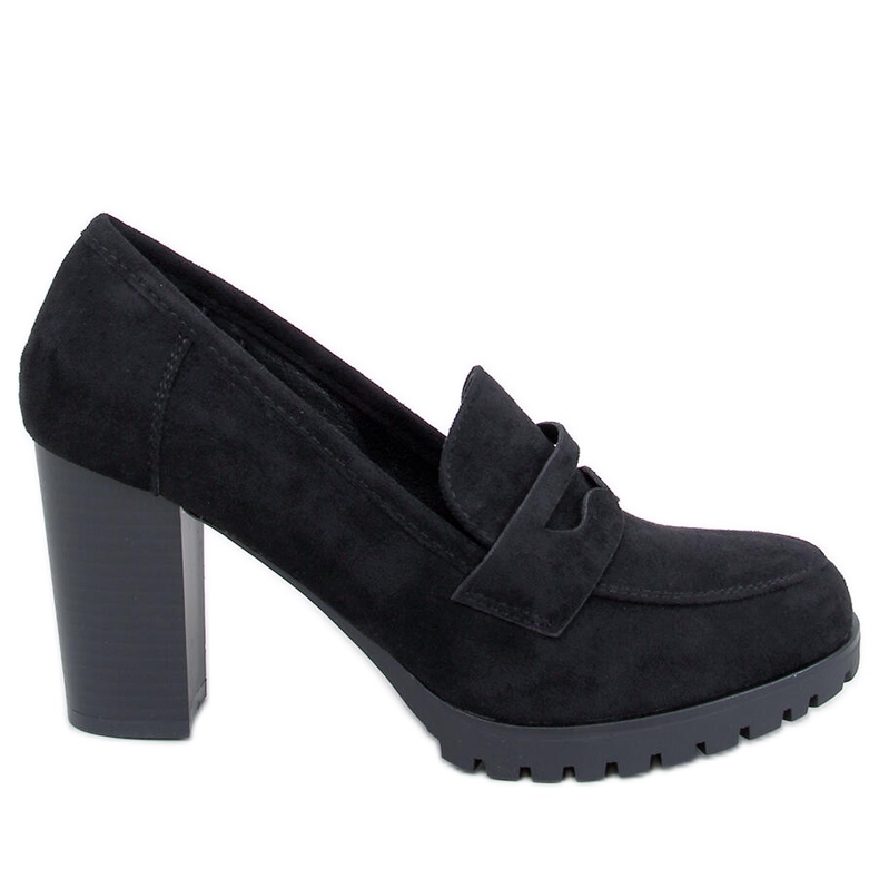 Mocasini Vannia Black cu toc inalt negru