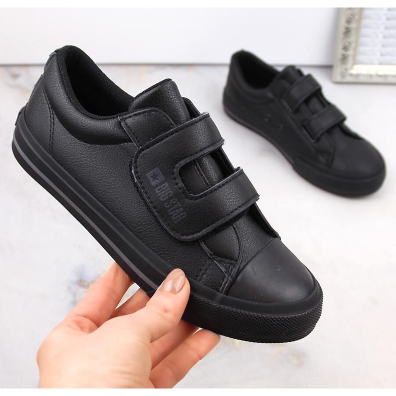 Adidasi copii din piele ecologica cu Velcro, negru Big Star LL374073