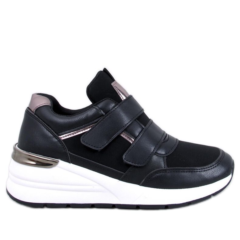 Tenisi Moulton Black cu pană cu velcro negru Tenisi Moulton Black cu pană cu velcro negru