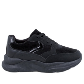 Tenisi Clervie Black cu pană negru Tenisi Clervie Black cu pană negru