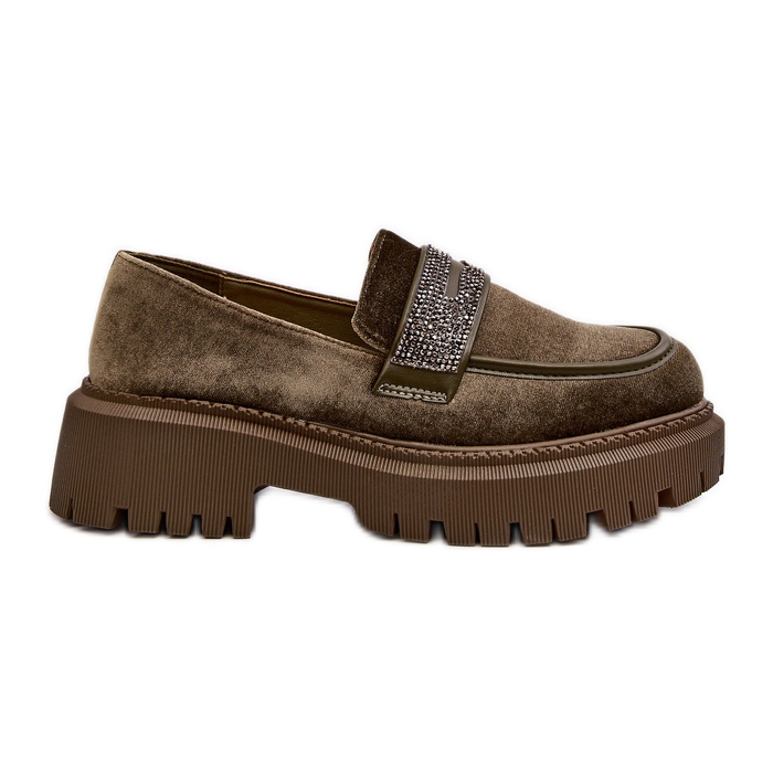 Mocasini De Dama Velour Cu Decorat, Verde Inchis Wendreda