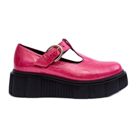 Zazoo 20102 Pantofi la modă patentați pe o platformă fucsia masivă roz