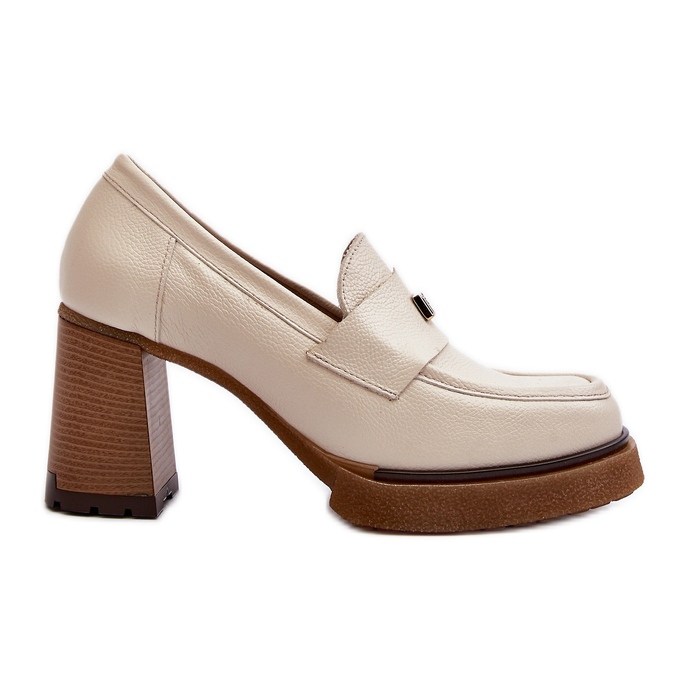 Pantofi cu toc inalt Zazoo 20169 din piele bej Pantofi cu toc inalt Zazoo 20169 din piele bej