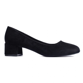 Pompe de damă din piele intoartă neagră cu toc joasă negru Pompe de damă din piele intoartă neagră cu toc joasă negru