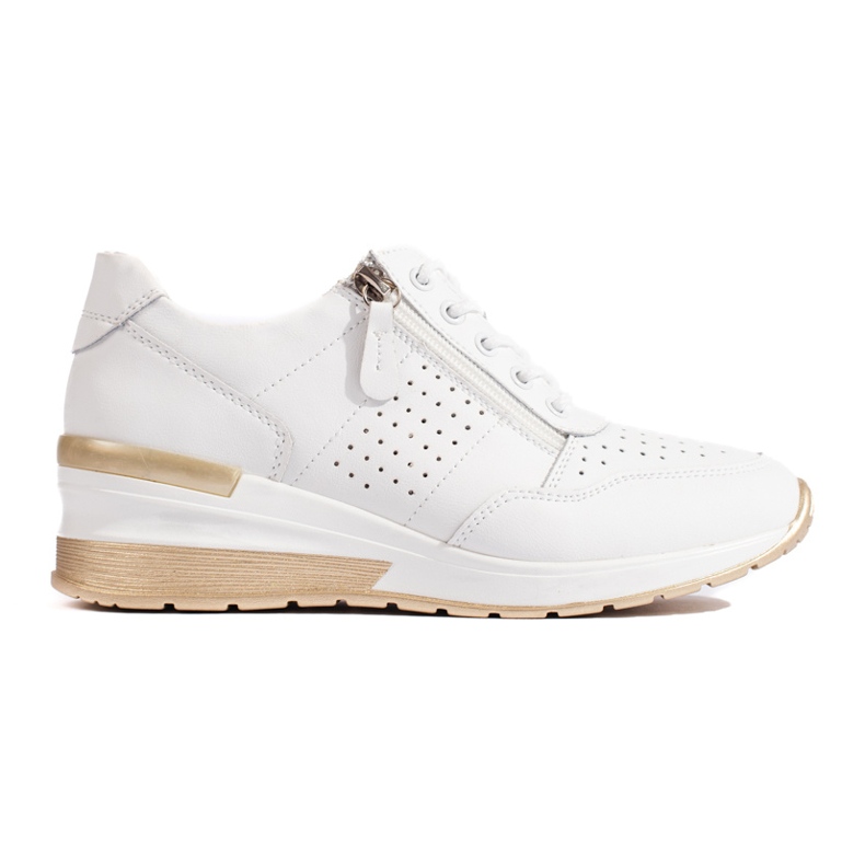 Tenisi cu pană din piele în alb Tenisi cu pană din piele în alb