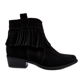 Zazoo 3430 Ghete De Damă Cu Franjuri, De Damă, Negru