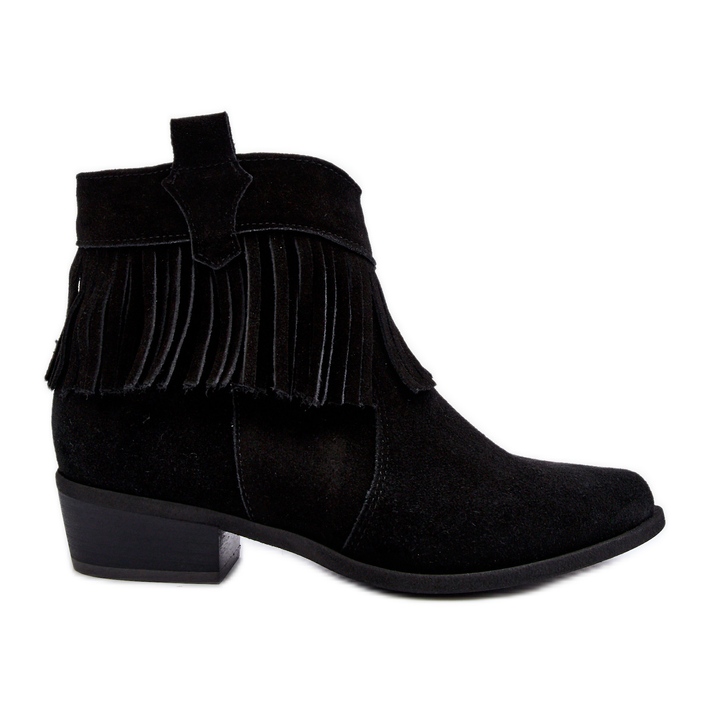 Zazoo 3430 Ghete De Damă Cu Franjuri, De Damă, Negru