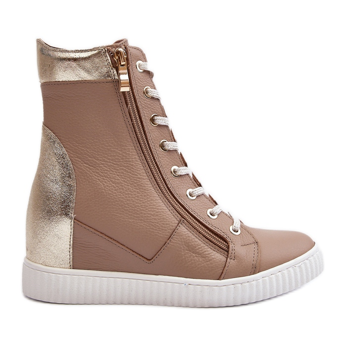 Pantofi pană din piele Zazoo 3081, bej
