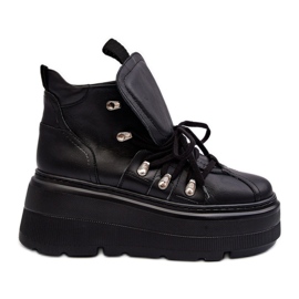 Pantofi sport pentru femei Zazoo 3416 din piele negri negru Pantofi sport pentru femei Zazoo 3416 din piele negri negru