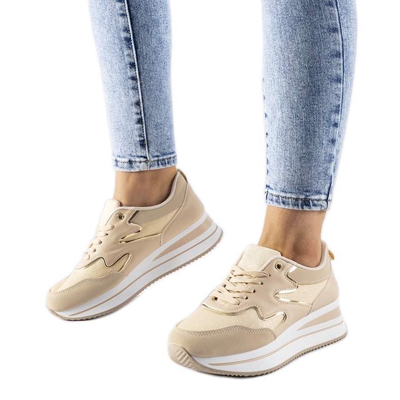 Tenisi bej cu platformă Inès