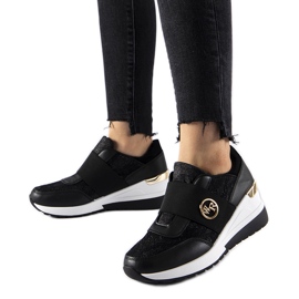 Tenisi cu pană cu slip-on Salida negri negru Tenisi cu pană cu slip-on Salida negri negru