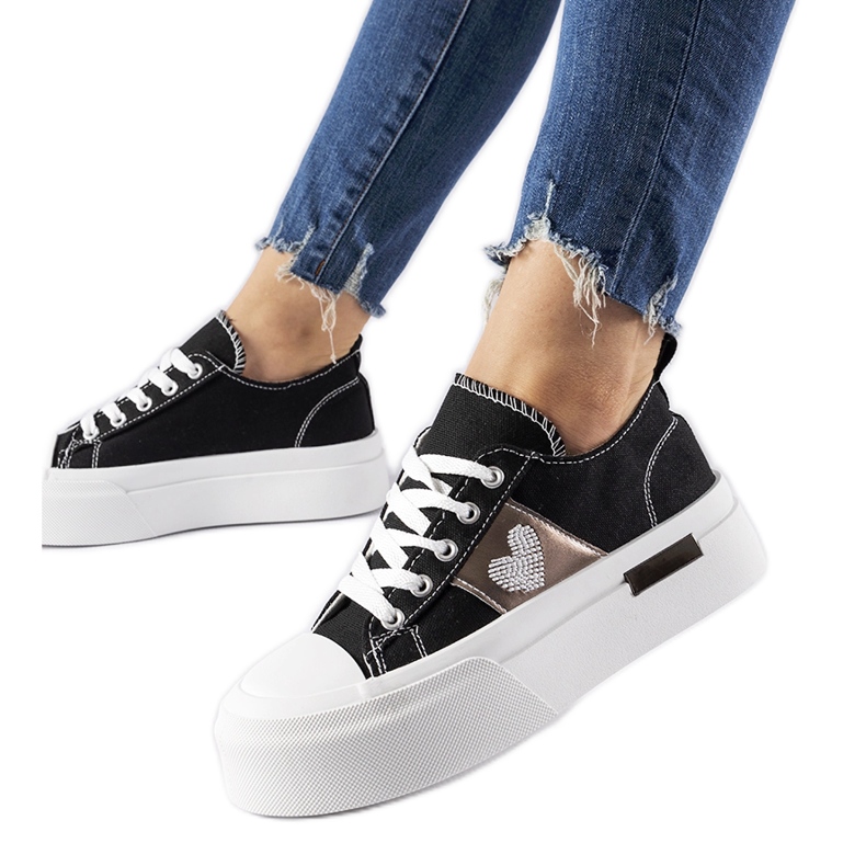 Adidași cu platformă Lawton negri și argintii negru