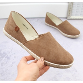 News Espadrile de piele intoarsa de dama cu decupaje taupe Noutati 24TX02-2416 bej