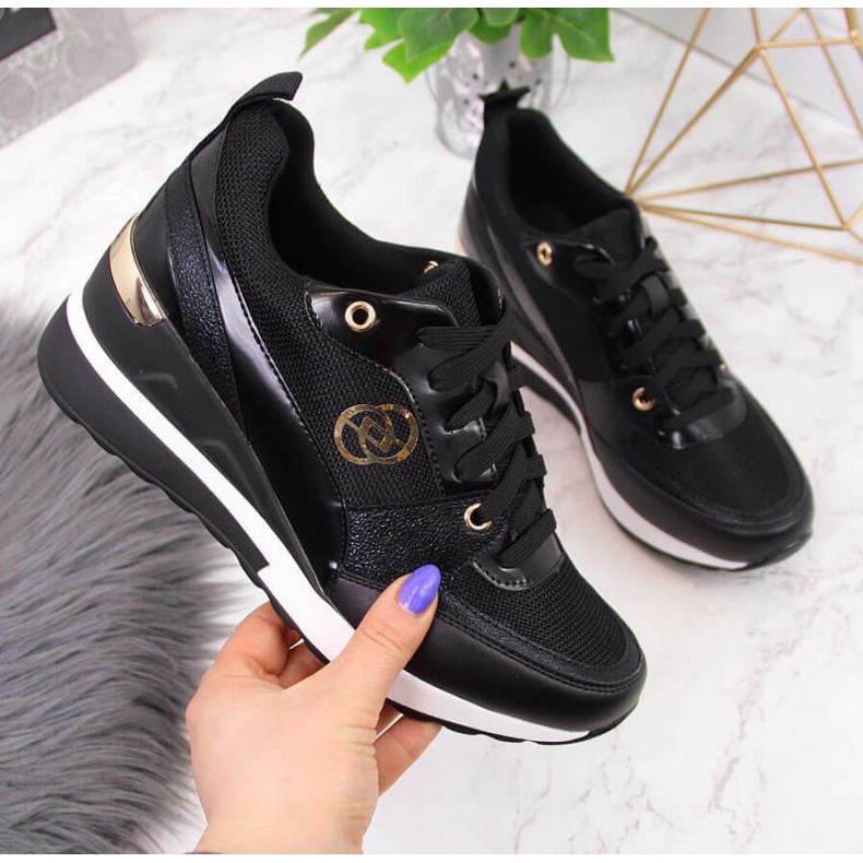 Pantofi cu pană eVento W EVE274A, negri negru