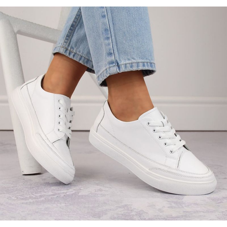 Pantofi din piele Sergio Leone W SK430, alb