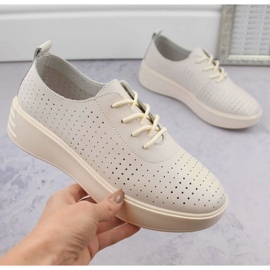 Pantofi ajurati Sergio Leone W SK431 din piele bej