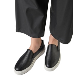 Tenisi slip-on Towns negri ajurati negru Tenisi slip-on Towns negri ajurati negru