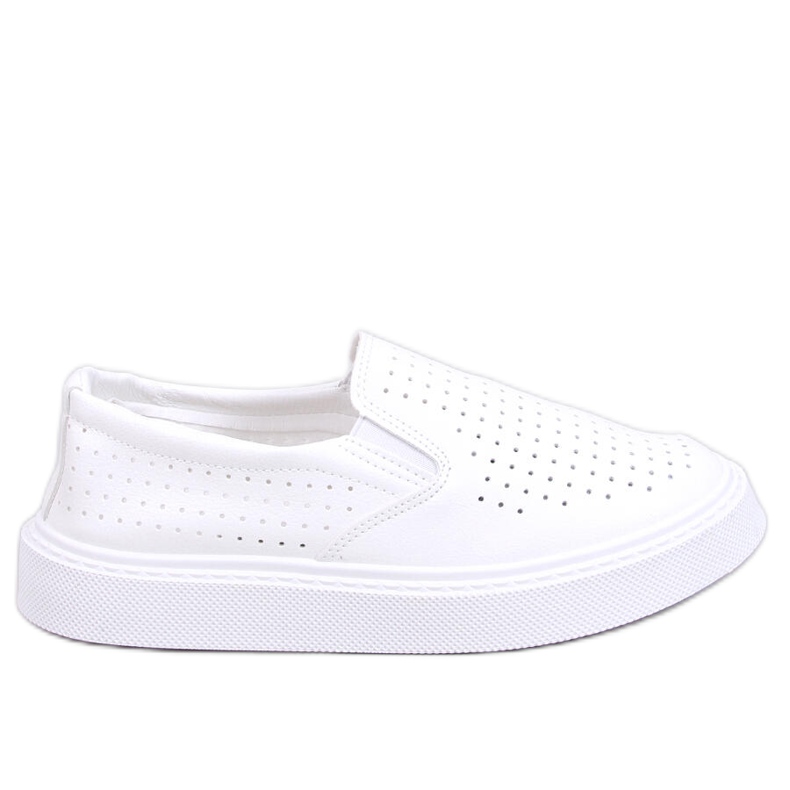 Tenisi slip-on Towns albi ajurati Tenisi slip-on Towns albi ajurati