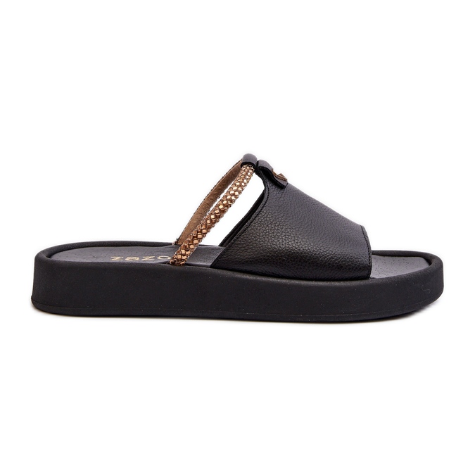 Flip-flops din piele pentru femei Zazoo 2896, negru