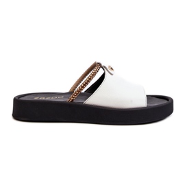 Flip-flops din piele pentru femei Zazoo 2896, alb