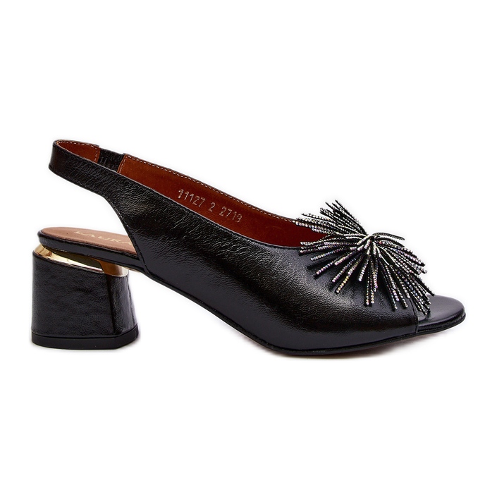 Sandale Piele Cu Decorat Laura Messi 2719 Negru
