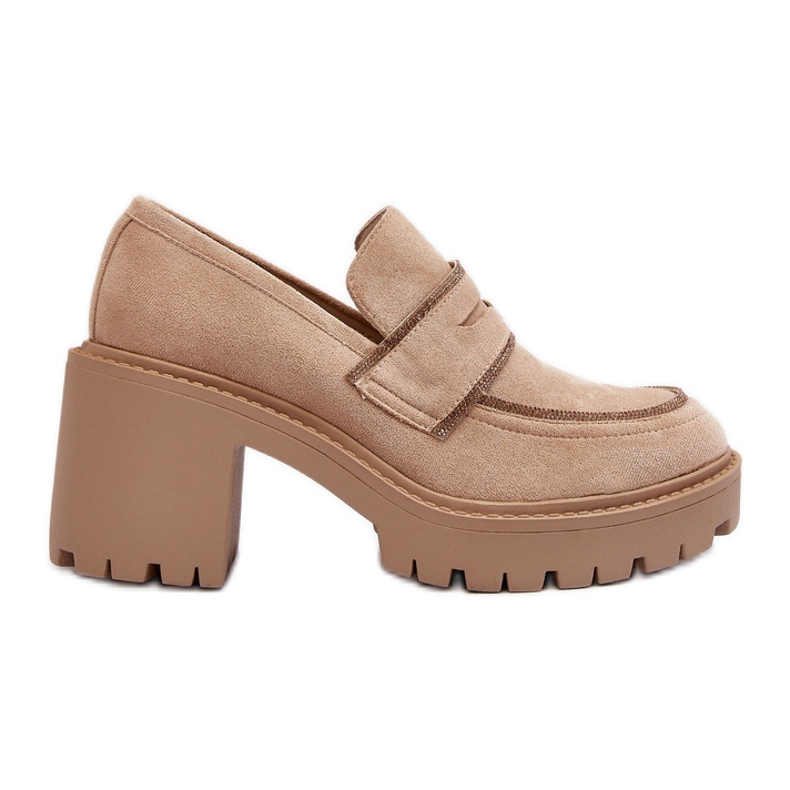 Pantofi de damă Feneli bej cu toc gros