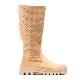 W. Potocki Cizme de piele intoarsa ajurata de la Potocki bej