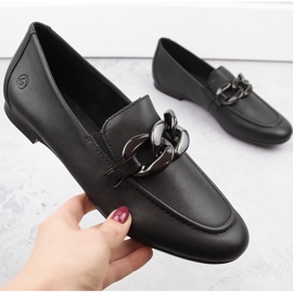 Pantofi de dama comozi din piele cu lant, negru Remonte D0K00-00