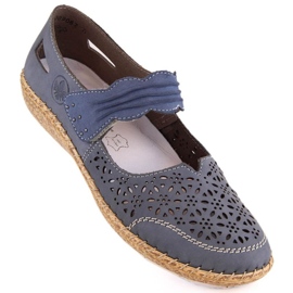 Pantofi ajurati din piele albastra Rieker W RKR648 albastru Pantofi ajurati din piele albastra Rieker W RKR648 albastru