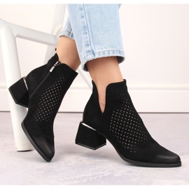 Botine din piele intoarsa cu toc inalt Potocki W WOL213A, negre negru