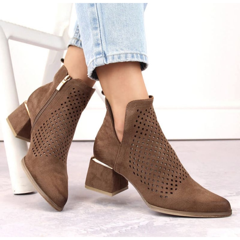 Botine cu toc înalt Potocki W WOL213B din piele intoarsa, maro