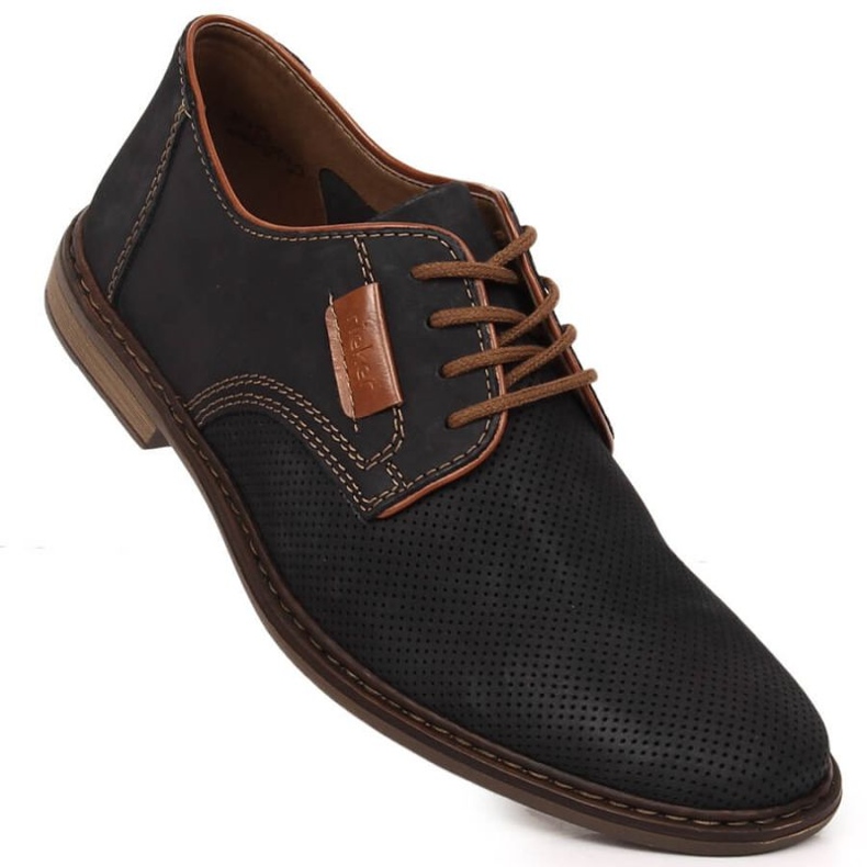 Pantofi confortabili din piele Rieker M RKR576 bleumarin