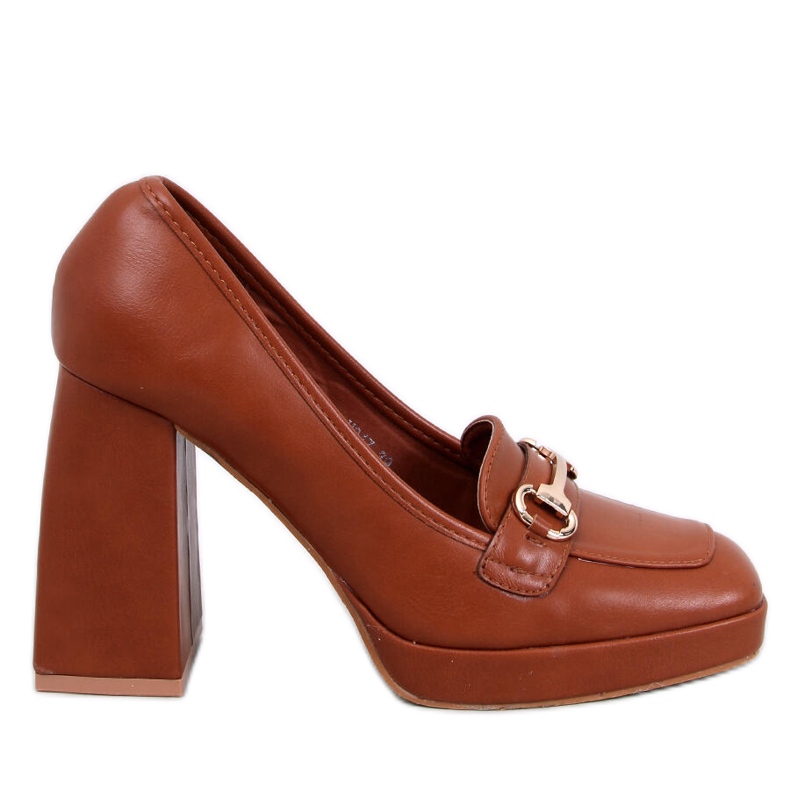 Mocasini cu toc inalt Albers Camel maro