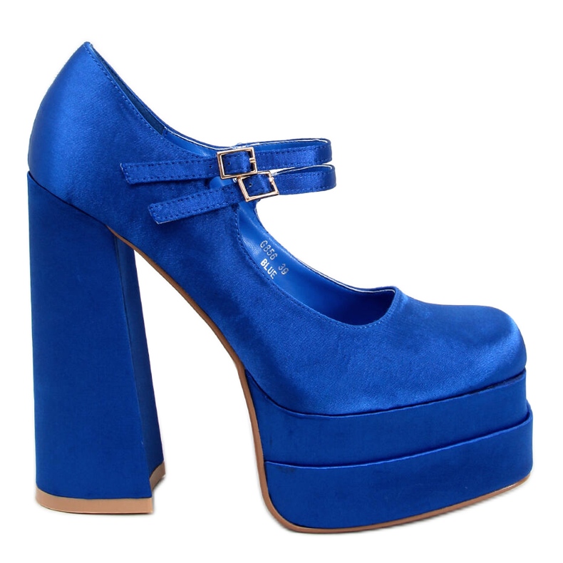 Pompe cu platformă din satin Prandi Blue albastru