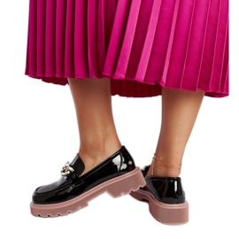 Mocasini din piele neagră Goe LL2N4039 negru