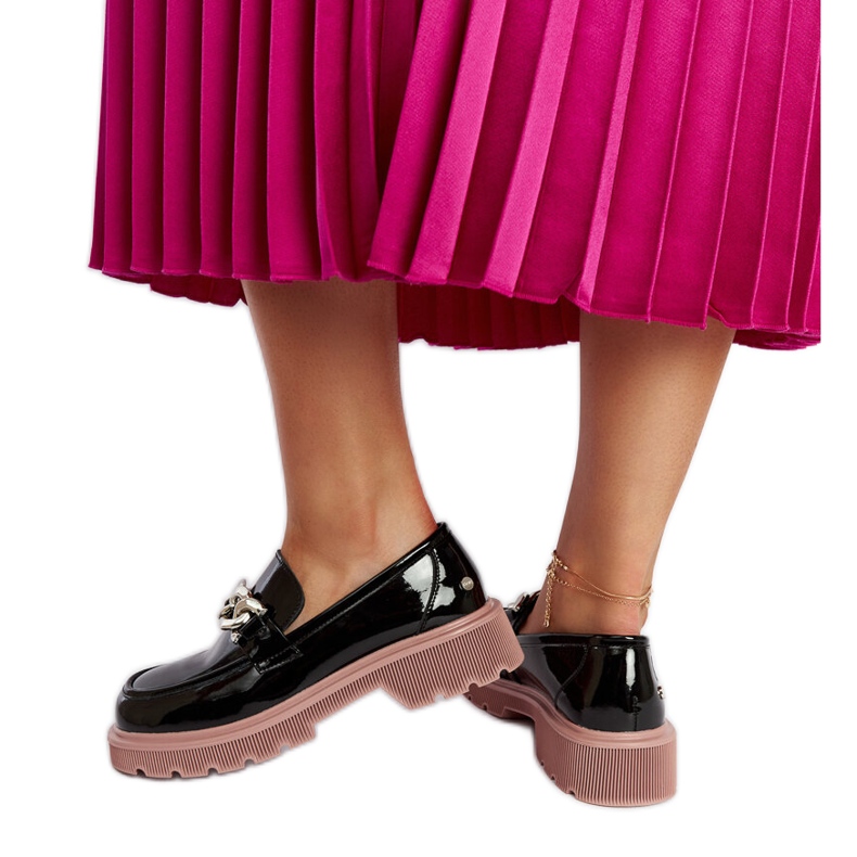 Mocasini din piele neagră Goe LL2N4039 negru