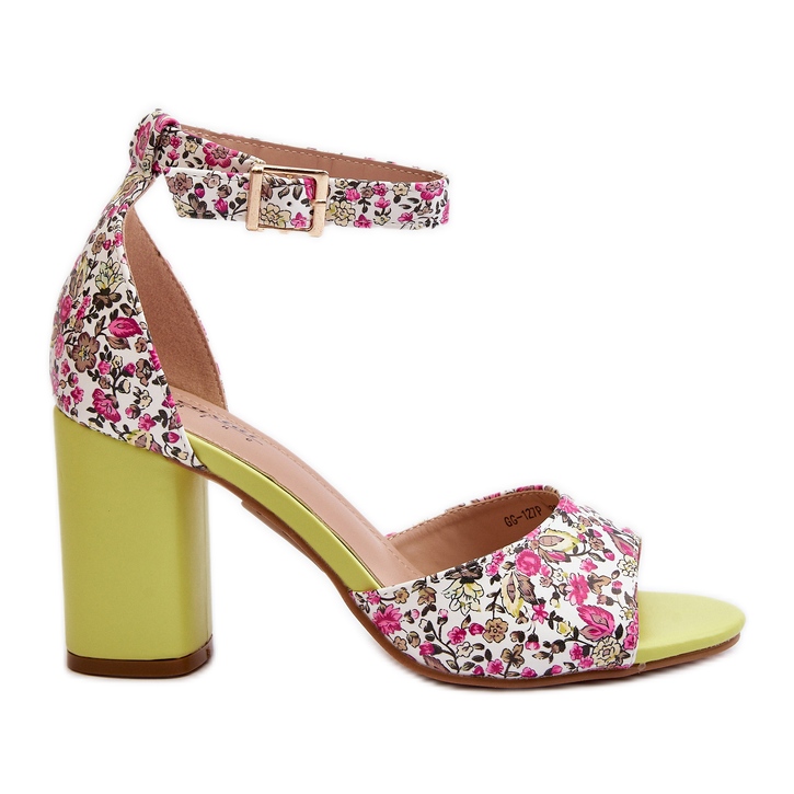 Sandale cu toc inalt cu flori galbene Vitamella