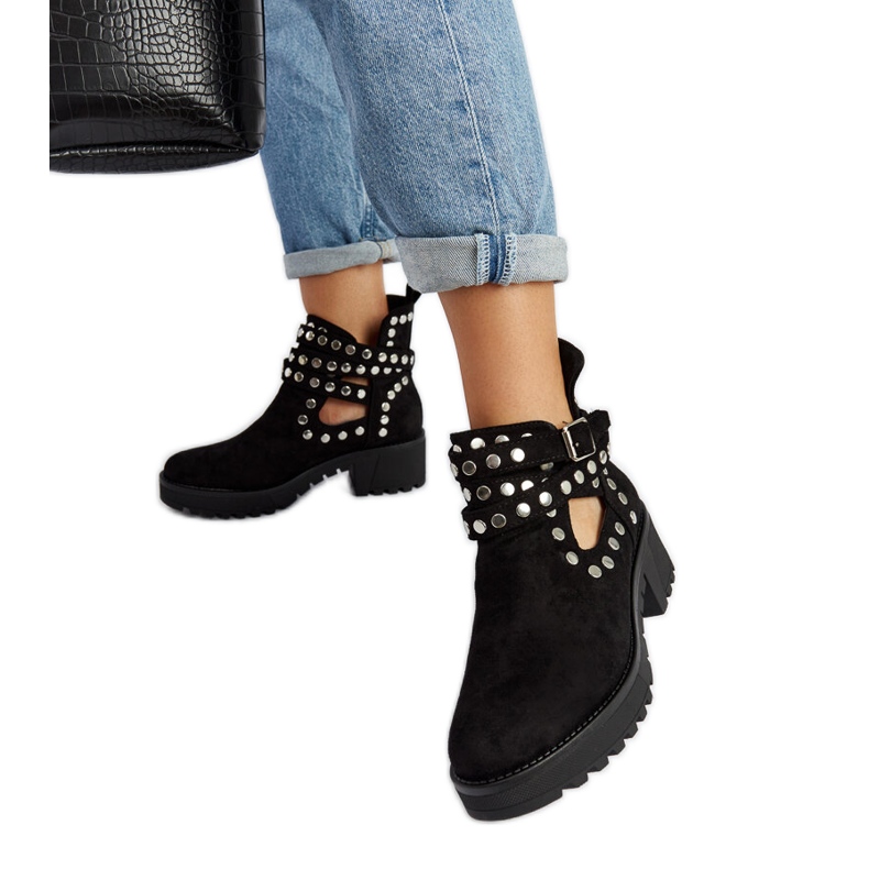 Cizme cu platformă Thomas decorative negre negru