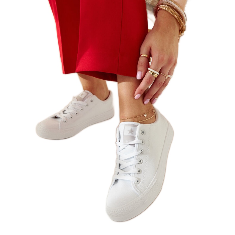 Adidași din stofă Rocky White alb