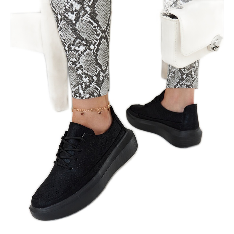 Tenisi negri cu platformă Lori negru Tenisi negri cu platformă Lori negru