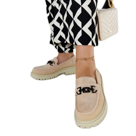 Mocasini de piele intoarsa bej cu catarama Lyle