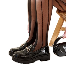 Mocasini de culoare neagră, cu cataramă Barbara negru Mocasini de culoare neagră, cu cataramă Barbara negru